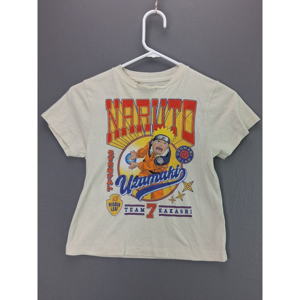 Naruto Uzumaki T-Shirt Graphic Tee Kids Size Small Cream Team 7 Kakashi Anime